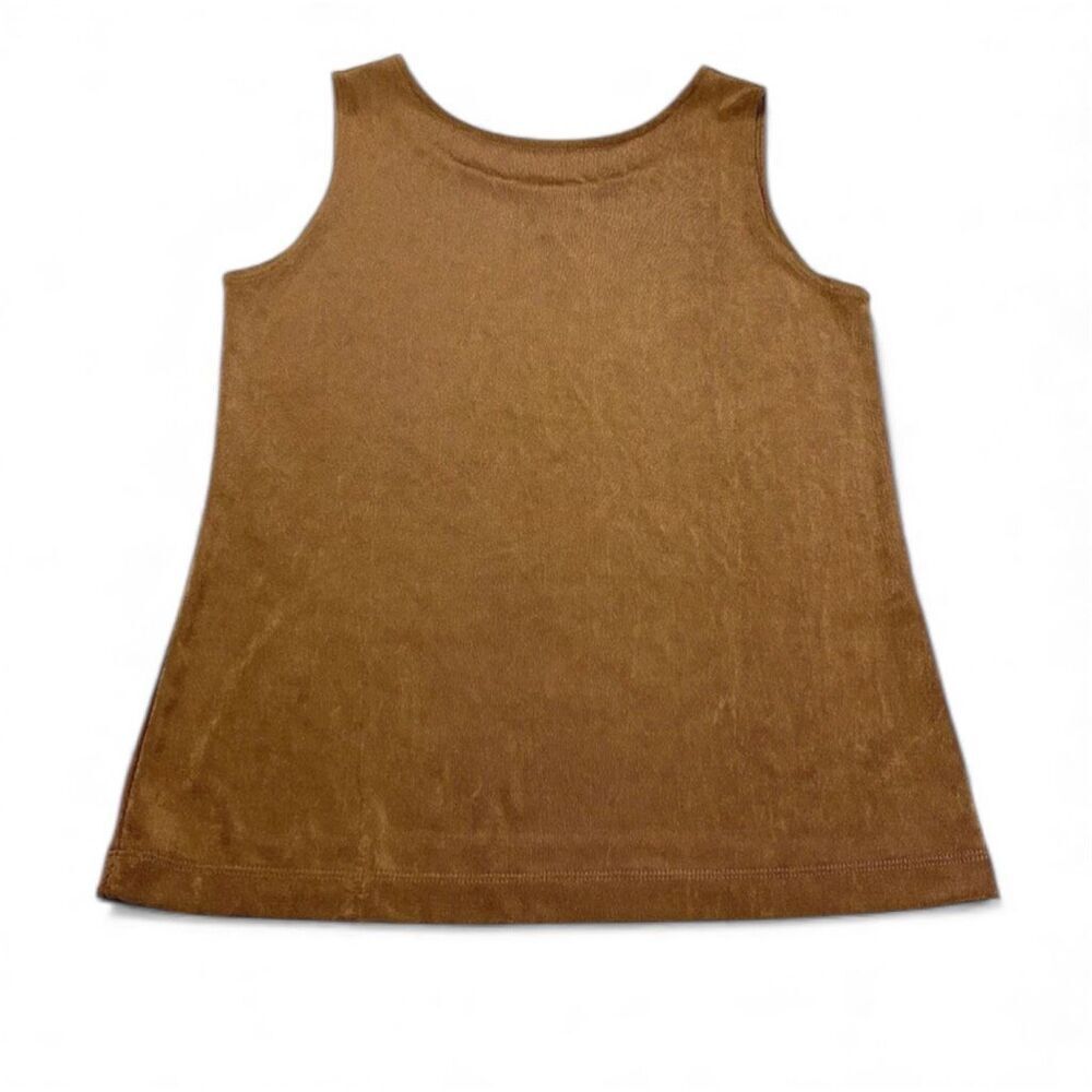Chicos Travelers Tank Top Womens M Sleeveless Brown Stretch Knit Minimalist